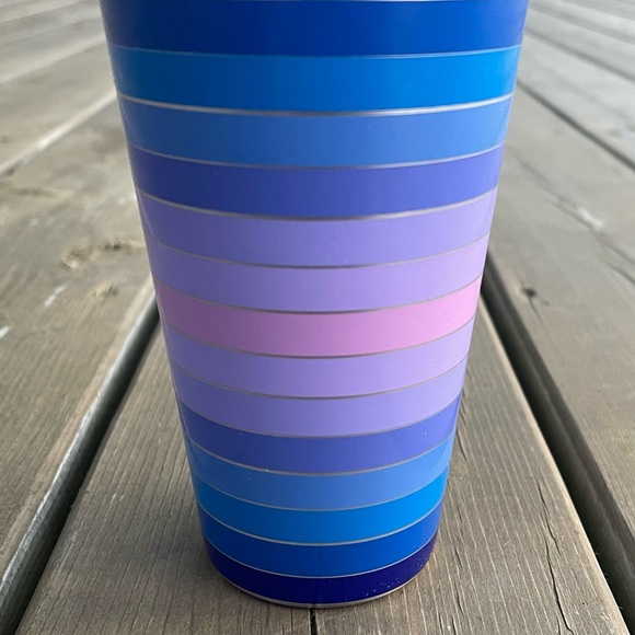 Jonathan Adler Blue and Purple Scala Stripe Cocktail Shaker Drink Mixer - Picture 3 of 12